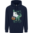 T-Rex RAWR I Mean Booo Halloween Dinosaur Mens 80% Cotton Hoodie Navy Blue