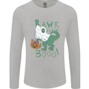 T-Rex RAWR I Mean Booo Halloween Dinosaur Mens Long Sleeve T-Shirt Sports Grey