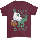 T-Rex RAWR I Mean Booo Halloween Dinosaur Mens T-Shirt 100% Cotton Maroon