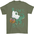 T-Rex RAWR I Mean Booo Halloween Dinosaur Mens T-Shirt 100% Cotton Military Green