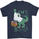 T-Rex RAWR I Mean Booo Halloween Dinosaur Mens T-Shirt 100% Cotton Navy Blue