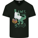 T-Rex RAWR I Mean Booo Halloween Dinosaur Mens V-Neck Cotton T-Shirt Black