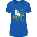 T-Rex RAWR I Mean Booo Halloween Dinosaur Womens Wider Cut T-Shirt Royal Blue