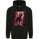 T-Rex Rampage Dinosaur Mens 80% Cotton Hoodie Black