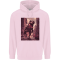 T-Rex Rampage Dinosaur Mens 80% Cotton Hoodie Light Pink