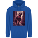 T-Rex Rampage Dinosaur Mens 80% Cotton Hoodie Royal Blue