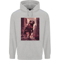 T-Rex Rampage Dinosaur Mens 80% Cotton Hoodie Sports Grey