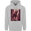 T-Rex Rampage Dinosaur Mens 80% Cotton Hoodie Sports Grey