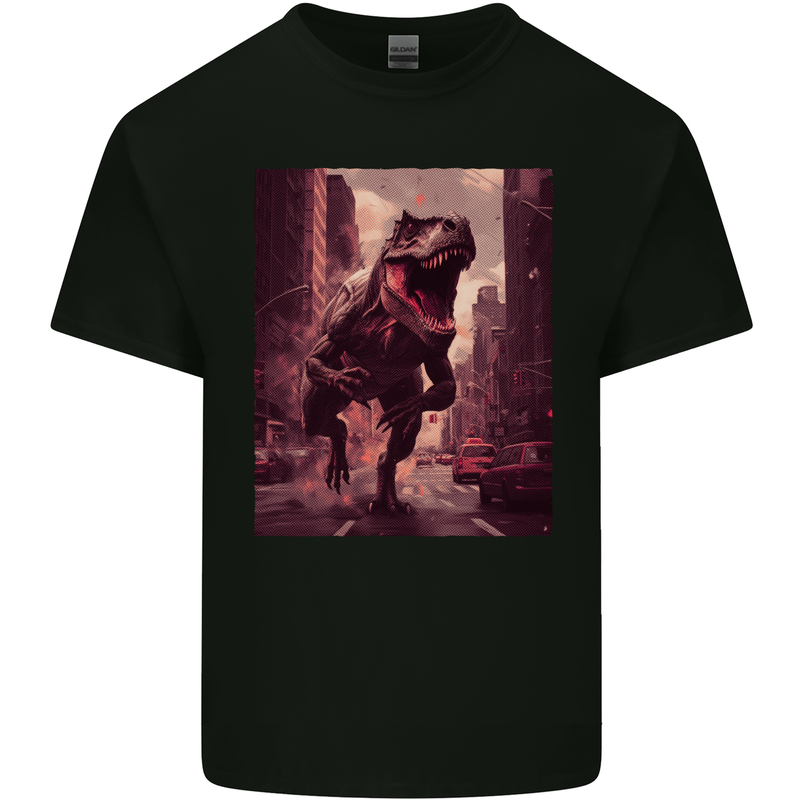 T-Rex Rampage Dinosaur Mens Cotton T-Shirt Tee Top Black