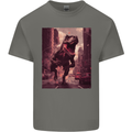 T-Rex Rampage Dinosaur Mens Cotton T-Shirt Tee Top Charcoal