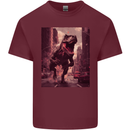 T-Rex Rampage Dinosaur Mens Cotton T-Shirt Tee Top Maroon