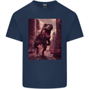 T-Rex Rampage Dinosaur Mens Cotton T-Shirt Tee Top Navy Blue