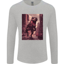 T-Rex Rampage Dinosaur Mens Long Sleeve T-Shirt Sports Grey