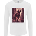 T-Rex Rampage Dinosaur Mens Long Sleeve T-Shirt White