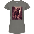 T-Rex Rampage Dinosaur Womens Petite Cut T-Shirt Charcoal