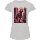 T-Rex Rampage Dinosaur Womens Petite Cut T-Shirt Sports Grey