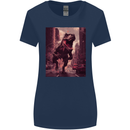 T-Rex Rampage Dinosaur Womens Wider Cut T-Shirt Navy Blue