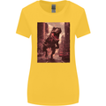 T-Rex Rampage Dinosaur Womens Wider Cut T-Shirt Yellow