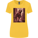T-Rex Rampage Dinosaur Womens Wider Cut T-Shirt Yellow