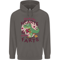 T-Rex Stealing Hearts & Blasting Farts Dinosaur Mens 80% Cotton Hoodie Charcoal