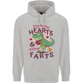 T-Rex Stealing Hearts & Blasting Farts Dinosaur Mens 80% Cotton Hoodie Sports Grey