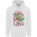 T-Rex Stealing Hearts & Blasting Farts Dinosaur Mens 80% Cotton Hoodie White