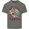 T-Rex Stealing Hearts & Blasting Farts Dinosaur Mens Cotton T-Shirt Tee Top Charcoal