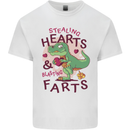 T-Rex Stealing Hearts & Blasting Farts Dinosaur Mens Cotton T-Shirt Tee Top White