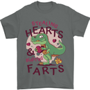 T-Rex Stealing Hearts & Blasting Farts Dinosaur Mens T-Shirt 100% Cotton Charcoal