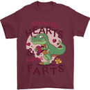 T-Rex Stealing Hearts & Blasting Farts Dinosaur Mens T-Shirt 100% Cotton Maroon