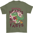 T-Rex Stealing Hearts & Blasting Farts Dinosaur Mens T-Shirt 100% Cotton Military Green