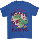 T-Rex Stealing Hearts & Blasting Farts Dinosaur Mens T-Shirt 100% Cotton Royal Blue