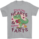 T-Rex Stealing Hearts & Blasting Farts Dinosaur Mens T-Shirt 100% Cotton Sports Grey