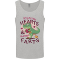 T-Rex Stealing Hearts & Blasting Farts Dinosaur Mens Vest Tank Top Sports Grey