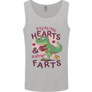 T-Rex Stealing Hearts & Blasting Farts Dinosaur Mens Vest Tank Top Sports Grey