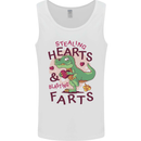 T-Rex Stealing Hearts & Blasting Farts Dinosaur Mens Vest Tank Top White
