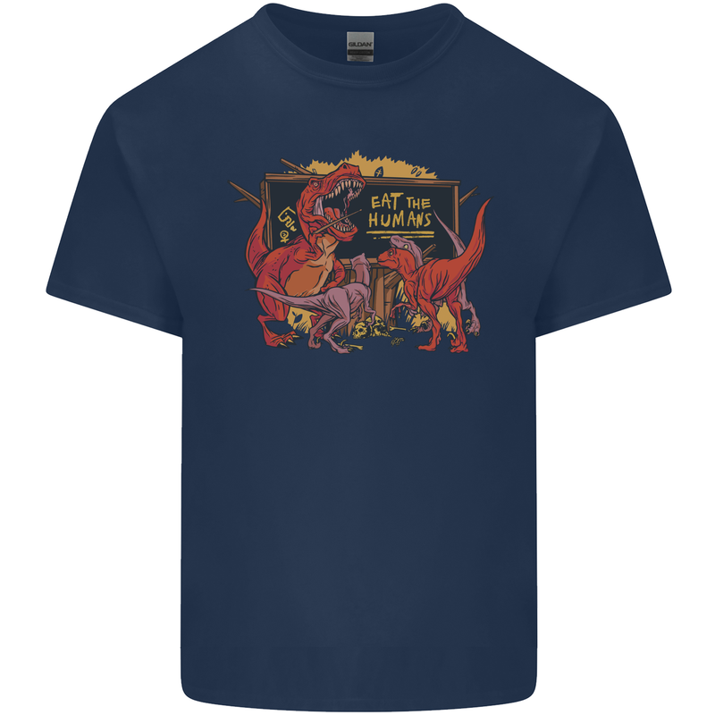 T-Rex Teacher Eat the Humans Dinosaur Funny Kids T-Shirt Childrens Navy Blue