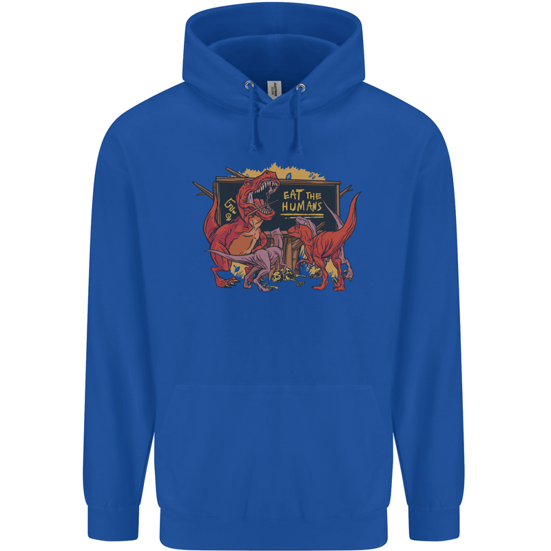 T-Rex Teacher Eat the Humans Dinosaur Funny Mens 80% Cotton Hoodie Royal Blue