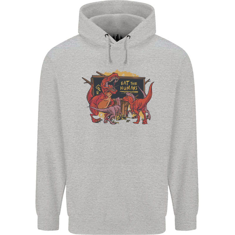 T-Rex Teacher Eat the Humans Dinosaur Funny Mens 80% Cotton Hoodie Sports Grey