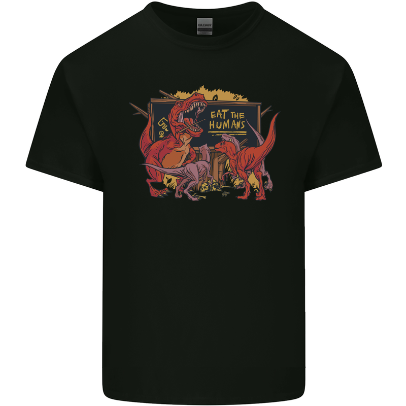 T-Rex Teacher Eat the Humans Dinosaur Funny Mens Cotton T-Shirt Tee Top Black