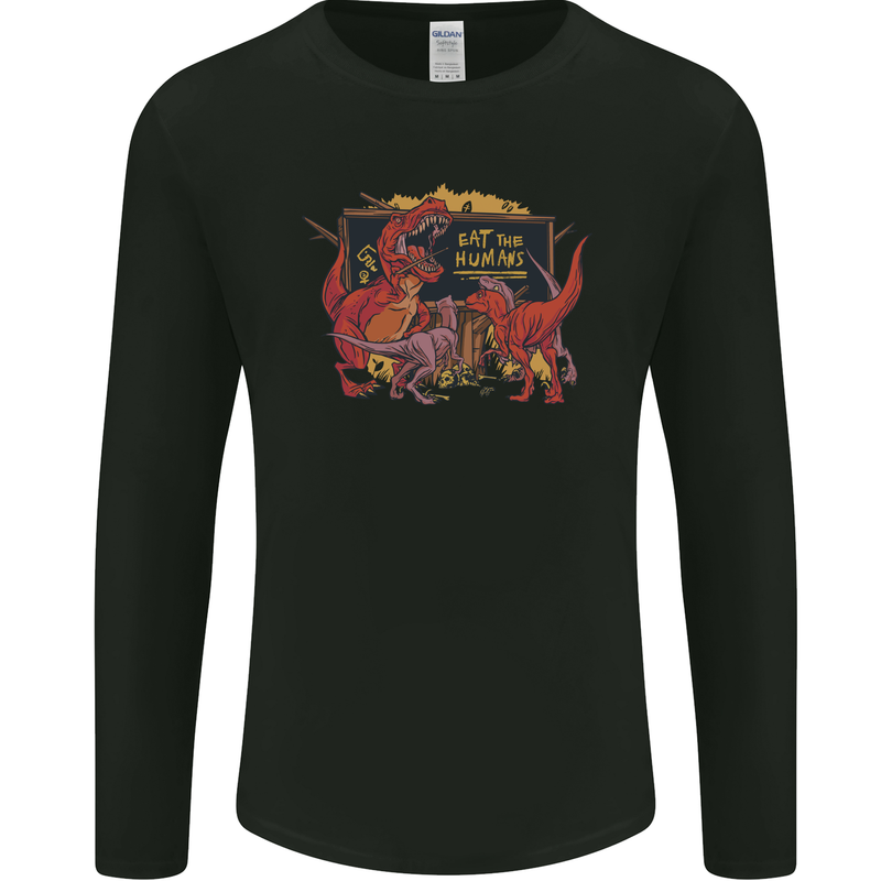 T-Rex Teacher Eat the Humans Dinosaur Funny Mens Long Sleeve T-Shirt Black