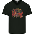 T-Rex Teacher Eat the Humans Dinosaur Funny Mens V-Neck Cotton T-Shirt Black