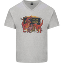 T-Rex Teacher Eat the Humans Dinosaur Funny Mens V-Neck Cotton T-Shirt Sports Grey