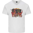 T-Rex Teacher Eat the Humans Dinosaur Funny Mens V-Neck Cotton T-Shirt White