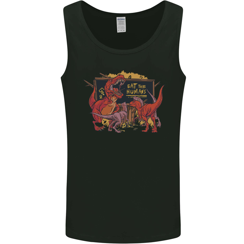 T-Rex Teacher Eat the Humans Dinosaur Funny Mens Vest Tank Top Black