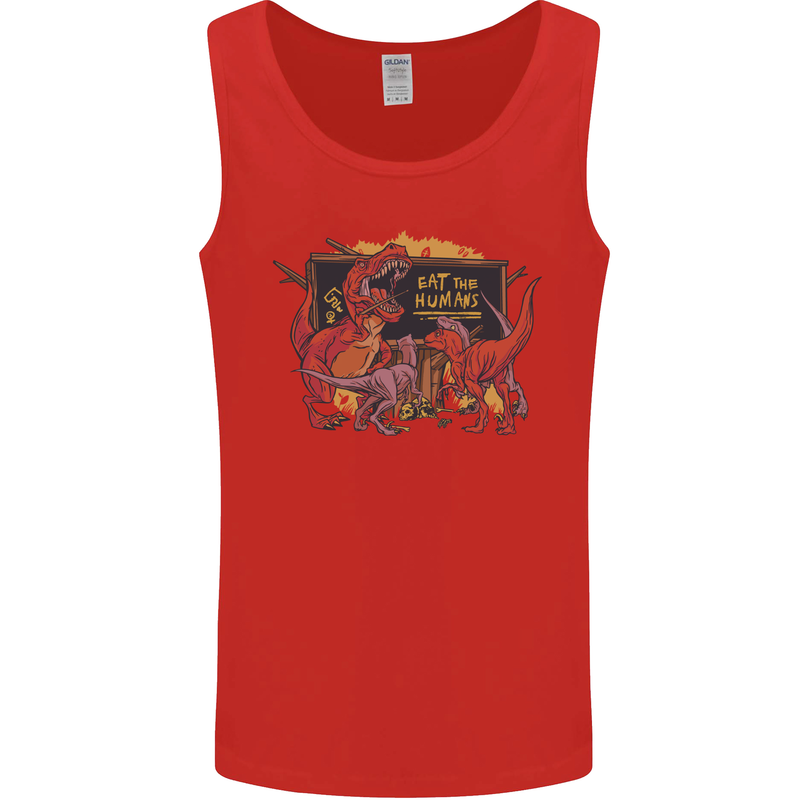 T-Rex Teacher Eat the Humans Dinosaur Funny Mens Vest Tank Top Red