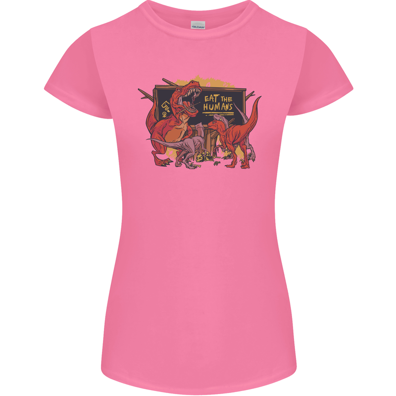 T-Rex Teacher Eat the Humans Dinosaur Funny Womens Petite Cut T-Shirt Azalea