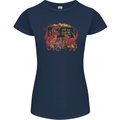 T-Rex Teacher Eat the Humans Dinosaur Funny Womens Petite Cut T-Shirt Navy Blue