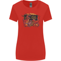 T-Rex Teacher Eat the Humans Dinosaur Funny Womens Wider Cut T-Shirt Red