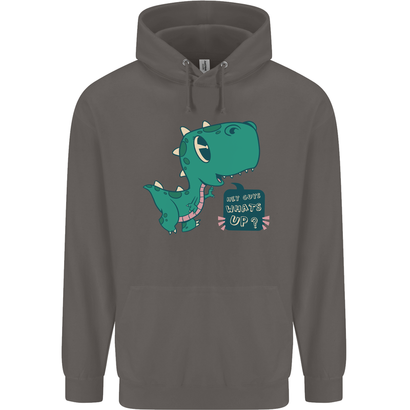 T-Rex Whats Up Mens 80% Cotton Hoodie Charcoal